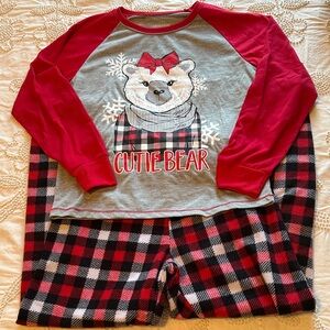 Cutie Bear Kids Pajamas - Red and Gray